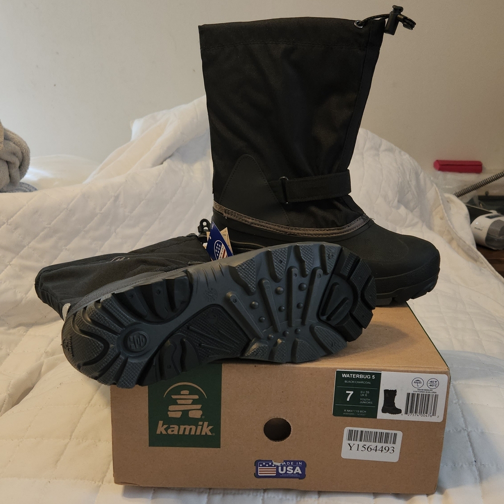 Kamik Black and Gray Kids Snow Boots - Picture 3 of 6